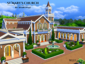 Sims 4 — St Mary's Church by sharon337 — St Mary's Church is a community lot built on a 50 x 50 lot in Willow Creek on