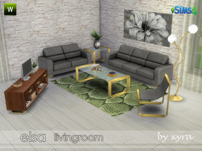 Sims 4 — Elsa set living room by xyra332 — Set for living room. Contains: 3 seater sofa and 2 seater, armchair, coffee
