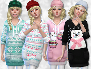 Sims 4 — PZC_Winter Charm Sweater Collection by Pinkzombiecupcakes — -Winter sweater in 4 versions. -I hope you