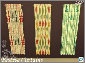 Sims 4 — Festive Curtains by luckylibran242 — A set of 3 festive/Christmas curtains for the sim that really needs