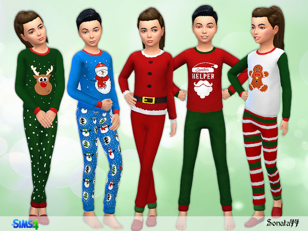 Sims 4 — S77 set for children 01 by Sonata77 — Christmas collection. Pyjama for boys and girls. New items. Base game.