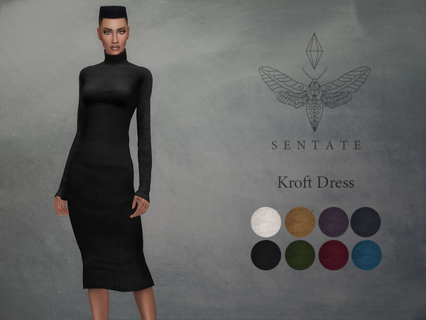 Sims 4 — Kroft Dress by Sentate — A stretchy funnel neck dress that finishes below the knee. Comes in 8 colours. POLICY