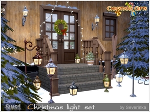 Sims 4 — Christmas Light set by Severinka_ — A set of outdoor lights to decorate your home and yard. The lamps in two