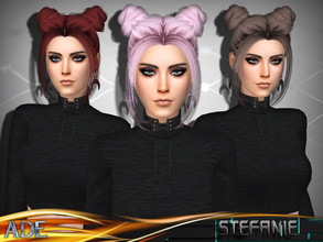 Sims 4 — Ade - Stefanie with Bangs by Ade_Darma — New Hair mesh ll 27 colors with dark roots ll Support HQ ll no morph ll