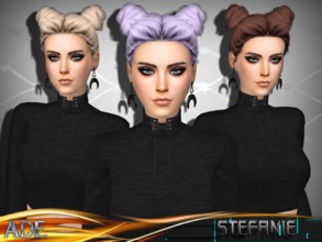 Sims 4 —  Ade - Stefanie without Bangs by Ade_Darma — New Hair mesh ll 27 colors with dark roots ll Support HQ ll no