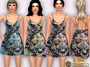 Sims 4 — Baroque Florals Jacquard Dress by Harmonia — A baroque take on florals, this stunning dress is crafted out of