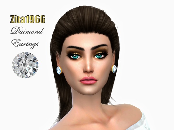 Sims 4 — Diamond Earings by ZitaRossouw2 — Base Game recolor - Maxis Match Stand Alone Item