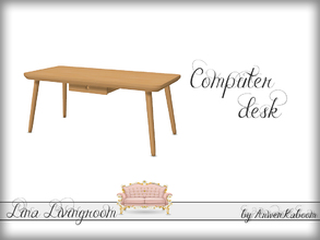 Sims 4 — Lina Livingroom - Desk by ArwenKaboom — Wooden desk with drawer. 