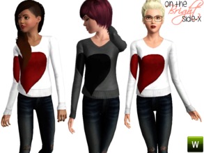 Sims 3 — Heart On My Sleeve - Sweater (TEEN) by onthebrightside-x2 — Sweater with heart for teens. 2 recolorable