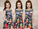 Sims 4 — Floral Print Dress 2 by lillka — Floral Print Dress 2 New item / one style I hope you like it :) Hair by Kiara