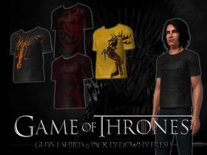 Sims 3 — Game of Thrones Distressed Houses T-Shirt 5 Pack by Downy Fresh — Features five different house animals from the
