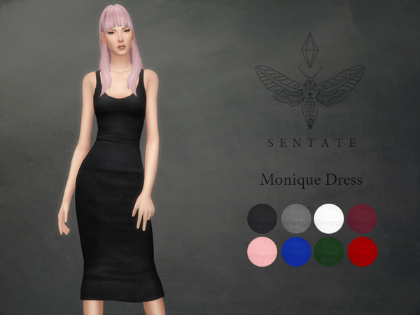 Sims 4 — Monique Dress by Sentate — A figure hugging ribbed dress that finishes just below the knee. This is the dress