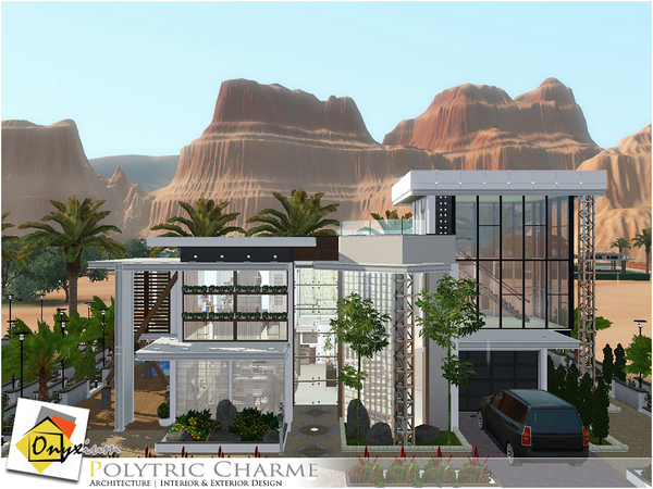 Sims 3 — Polytric Charme by Onyxium — On the first floor: Living Room | Dining Room | Kitchen | Bathroom | Garage On the