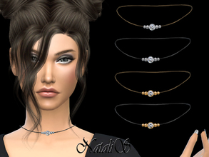 Sims 4 — NataliS_Leather choker with crystal clasp by Natalis — Leather choker with crystal clasp. FT-FA-FE 4 colors. 