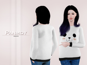 Sims 3 — Panmdy Top by Nisuki — Big Sweater with even a Panda face! There's a version without the face too.