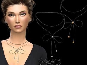 Sims 4 — NataliS_Simple cord necklace with beads by Natalis — Simple cord necklace with beads. FT-FA-YA 2 colors.