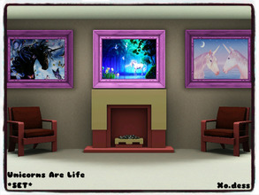 Sims 3 — *Dess* - Unicorns are Life. WALLART by Xodess — This set consists of three single files, each with one painting.