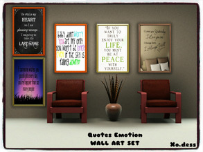 Sims 3 — *Dess* - Quotes Emotion. WALLART by Xodess — This set consists of two single files; one of those having three