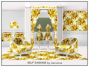 Sims 3 — Kelp Damask_marcorse by marcorse — Fabric pattern: golden crown kelp in a Damask style design.