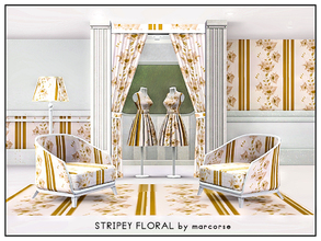 Sims 3 — Stripey Floral_marcorse by marcorse — Fabric pattern: vertical wallpaper design of stylised flowers and bold