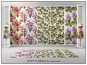 Sims 3 — Leafy Florals_marcorse by marcorse — Five Fabric patterns in floral and leaf designs. [If you don't want the