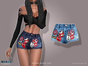 Sims 4 — Set68- Patched Shorts (Fall 2016) by Cleotopia — I created these a while back and had it sitting in my
