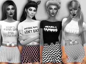 Sims 4 — 'Troublemaker' Shorts by Simlark — Bad girls wear these shorts well! 4 patterns.