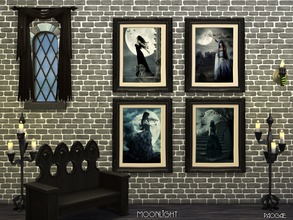 Sims 4 — Moonlight by Paogae — Four paintings of nightscapes with the moon, to furnish our vampires' houses. Standalone.