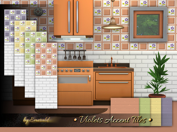 Sims 4 — Violets Accent Tiles by Emerald — These Violets tiles will give a wonderfully natural, organic feel inside any