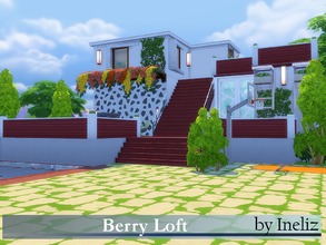Sims 4 — Berry Loft by Ineliz — Red like a raspberry this modern lot is an ideal place for a couple of young adults.