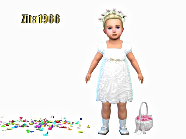 Sims 4 — Toddler Flower-girl Dress by ZitaRossouw2 — Base game item Maxis Match Recolor Stand Alone item Dress only