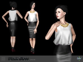 Sims 3 — Skirt black gloss by Shushilda2 — Elegant set on the basis of imitation leather and satin Skirt: - New mesh - 1