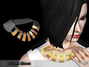 Sims 3 — Necklace black gloss by Shushilda2 — Elegant set on the basis of imitation leather and satin Necklace: - New