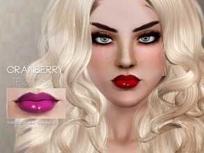 Sims 3 — Cranberry Lipgloss by Pralinesims — Lips in 3 recolorable channels