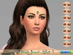 Sims 4 — Bindi Jewel Set 1 by DragonQueen — Enhance the beauty of your Sim with this set of seven (7) elegant iridescent