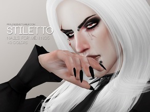 Sims 4 — Stiletto Nails For Men N05 by Pralinesims — Nails for men in 20 colors, which all come in matte or glossy