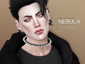 Sims 4 — Nebula Choker Male by Pralinesims — Spiked choker in 10 colors