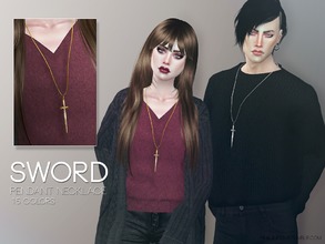Sims 4 — Sword Pendant Necklace by Pralinesims — Sword necklace, matching to our earrings. Female+male, same 15 colors.