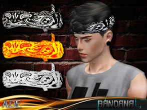Sims 3 — Ade - Caleb Bandana by Ade_Darma — include black and white colors and 1 recolorable channel, can be found in