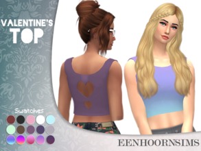 Sims 4 — Valentine's Top by Eenhoorntje — A cute crop top for Valentine's Day! It has all LODs, the highest one is 4525.