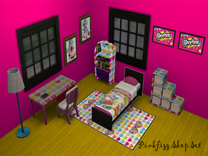 Sims 4 — Pinkfizz Shopkins Childs Bedroom Set by Pinkfizzzzz — Set of bedroom items for the obsessed fan. All recolored