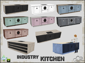 Sims 4 — Kitchen Industry Cooking Island (Working Stove!) by BuffSumm — Part of the *Industry Series*