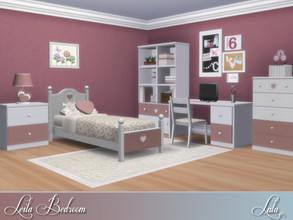 Sims 4 — Leila Bedroom  by Lulu265 — With two pastel options and one brighter wood option, this is the perfect set for