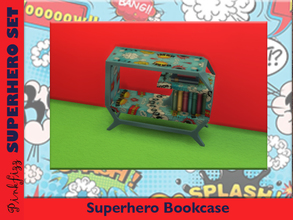 Sims 4 — Pinkfizz Superhero Bookcase by Pinkfizzzzz — For the little super hero sim in your life. Recolouring.