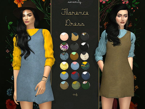 Sims 4 — Florence Dress by serenity-cc — - 26 swatches - HQ texture - custom thumbnail cozy dress over sweater, hope you