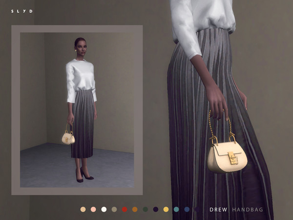 Sims 4 — Drew Bag by SLYD — - 12 swatches - 5 positions - Category: 'Rings' - Do not use with hats. ** New mesh by me. **