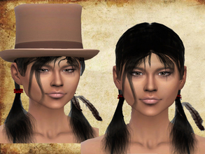Sims 4 — pigtails with bird feather by neissy — new hairstyle 5 colors compatible with hat