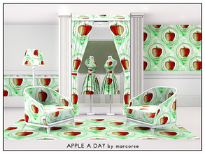 Sims 3 — Apple a Day_marcorse by marcorse — Themed pattern: perfect, ripe red apply on breakfast plate to start the day