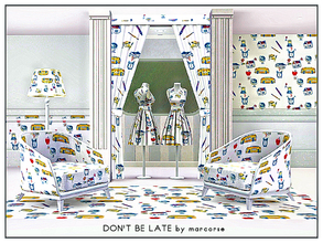 Sims 3 — Don't be Late_marcorse by marcorse — Themed pattern: elements of schooldays in a regular repeat design