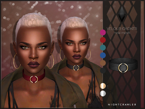 Sims 4 — Nightcrawler- Velour Choker by Nightcrawler_Sims — NEW MESH TF/EF All lods Ambient occlusion 6 colors 2 metal